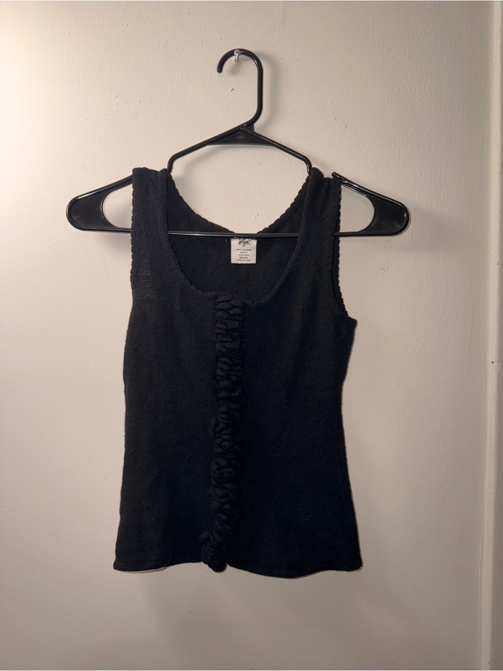 Black Ruffle-Trim Tank Top